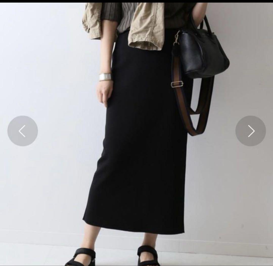 ∞ FRAMeWORK フレームワーク スムース タイト スカート ブラック 黒 ２way イージー リラックス ∞の画像1