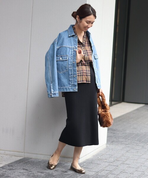 ∞ FRAMeWORK フレームワーク スムース タイト スカート ブラック 黒 ２way イージー リラックス ∞の画像3