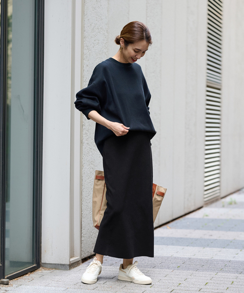 ∞ FRAMeWORK フレームワーク スムース タイト スカート ブラック 黒 ２way イージー リラックス ∞の画像6