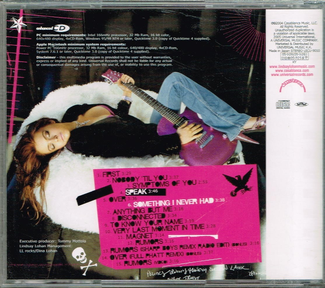 リンジー・ローハン Lindsay Lohan【Speak】日本盤★CD_画像2