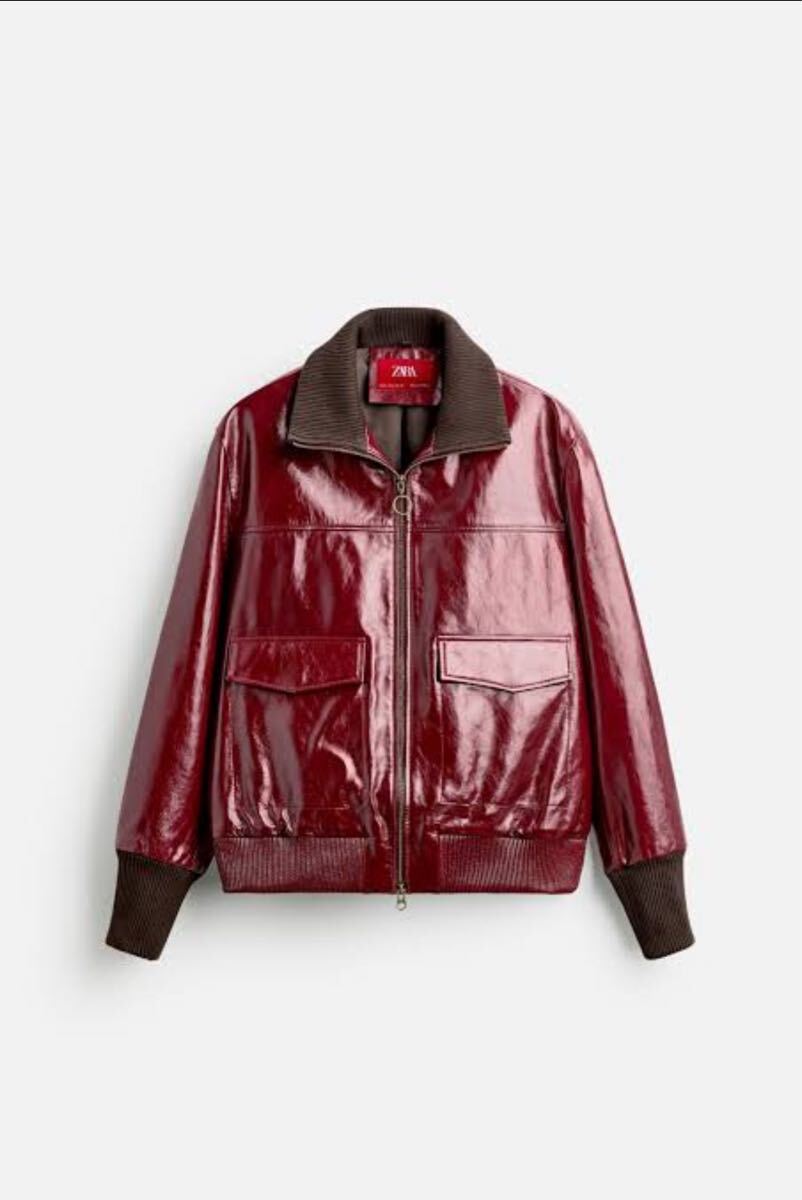 ZARA MAN HARRY LAMBERT レザージャケット XL 44 メンズ ライダース ブルゾン 赤 レッド_画像4