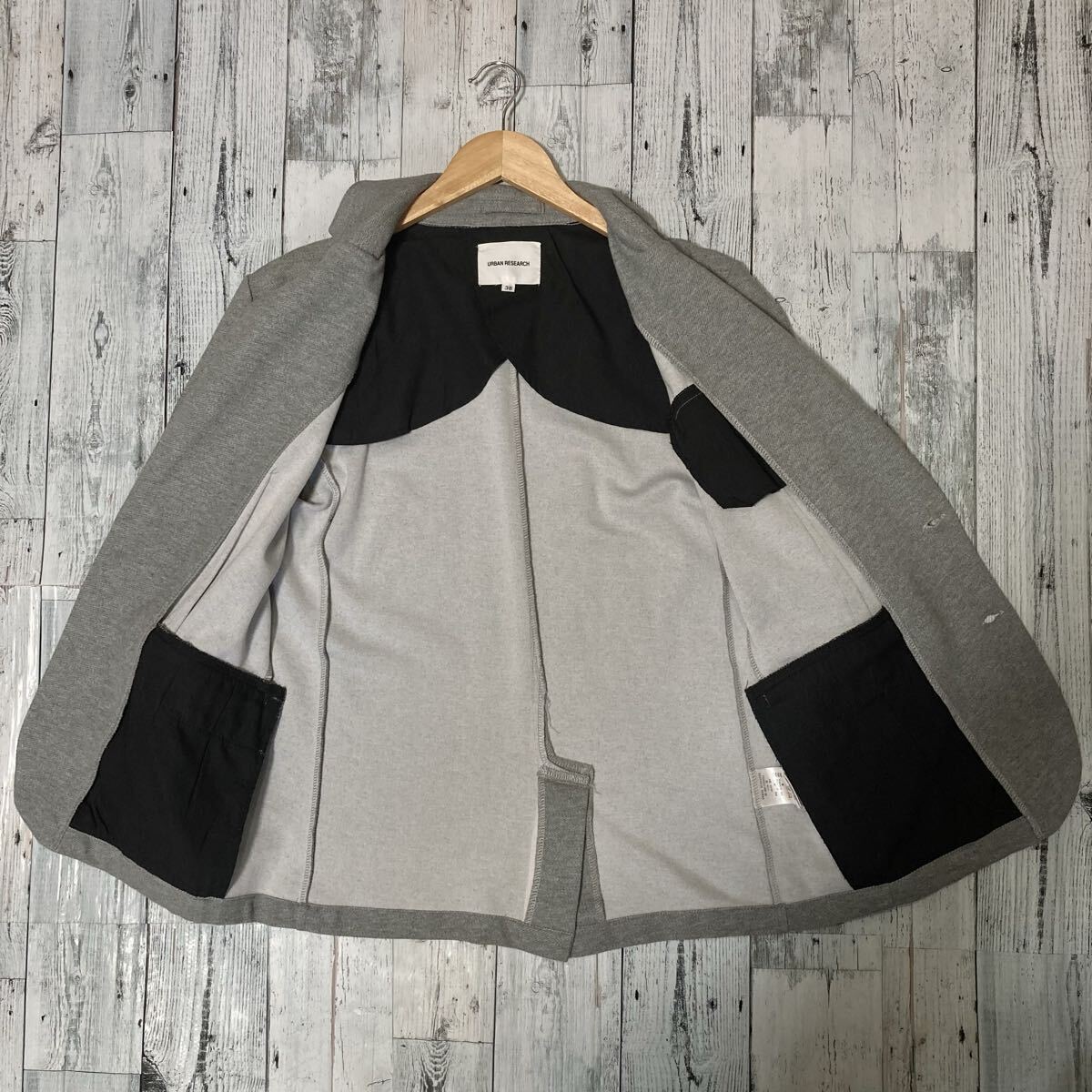アーバンリサーチ コットン グレー 2B スーツ ストレッチ セットアップ スウェット Mサイズ相当 38 ビジネスカジュアル URBAN RESEARCH_画像4