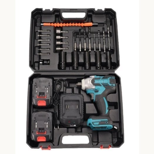 電動インパクトレンチ 520N.m 多点セ ット ー1台4役タイヤ交換 バッテリー併用電動ドリルドライバー セット 電池2個ですPSE認証済み_画像1