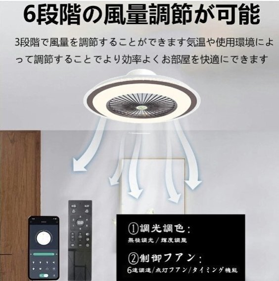 シーリングファンライト サーキュレーター シーリングライト おしゃれ 薄型 ファン付き LED 扇風機 小型 調光調色 北欧 リモコン 脱衣所_画像4