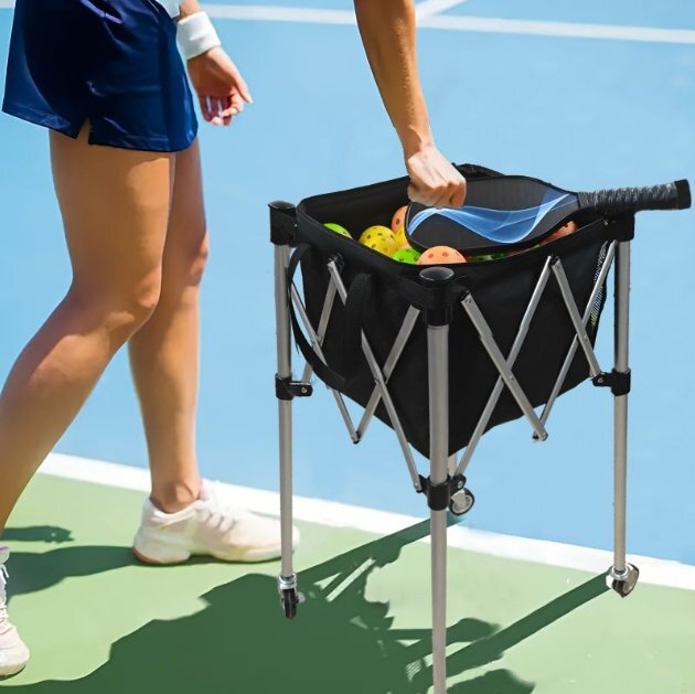 テニス収納車便利式テニスピケボール卓球コーチボール拾い車ボールフレームアルミ合金折りたたみ車_画像1
