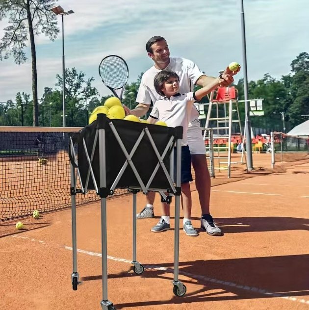 テニス収納車便利式テニスピケボール卓球コーチボール拾い車ボールフレームアルミ合金折りたたみ車_画像2