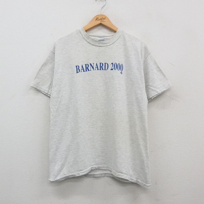 L/古着 ヘインズ 半袖 ビンテージ Tシャツ メンズ 90s BARNARD クルーネック 薄グレー 霜降り 24jul13 中古_画像1