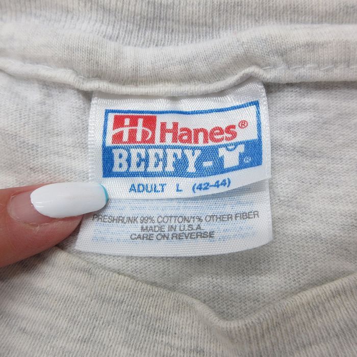 L/古着 ヘインズ 半袖 ビンテージ Tシャツ メンズ 90s BARNARD クルーネック 薄グレー 霜降り 24jul13 中古_画像3