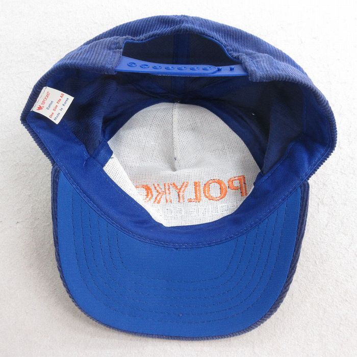 中古 コーデュロイ キャップ 90s POLYKEN 刺繍 紺 ネイビー 25sep30_画像2