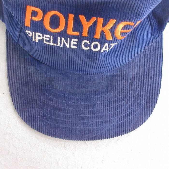 中古 コーデュロイ キャップ 90s POLYKEN 刺繍 紺 ネイビー 25sep30_画像4