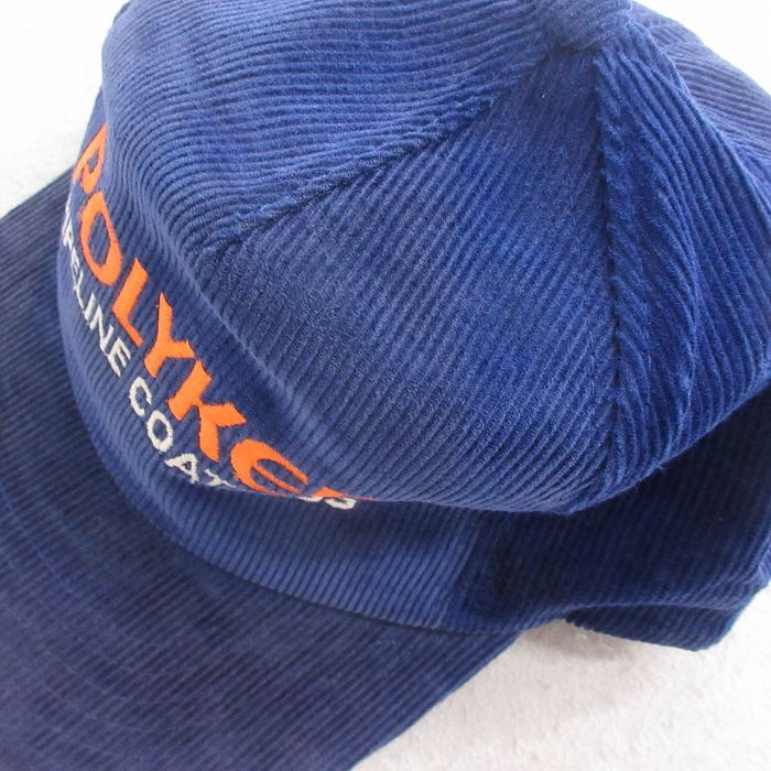 中古 コーデュロイ キャップ 90s POLYKEN 刺繍 紺 ネイビー 25sep30_画像6