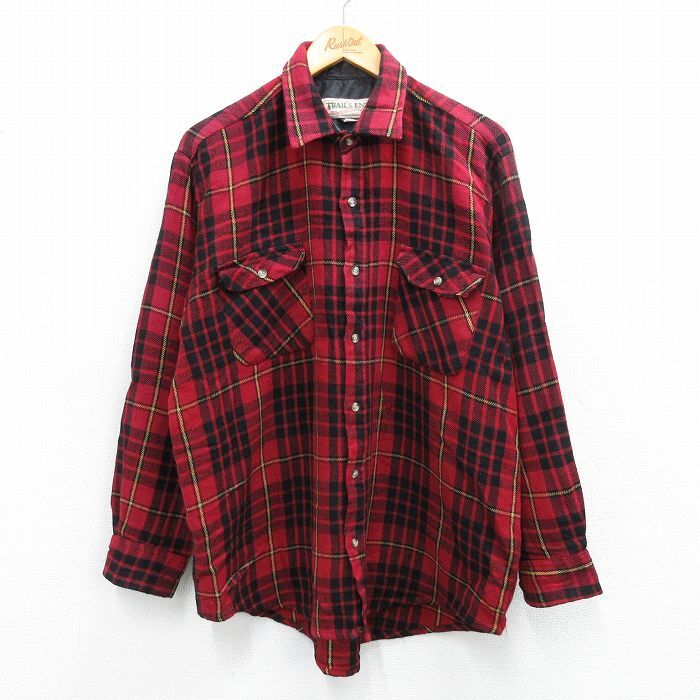 XL/古着 長袖 シャツ メンズ 赤他 レッド チェック 25oct02 中古 トップス_画像1