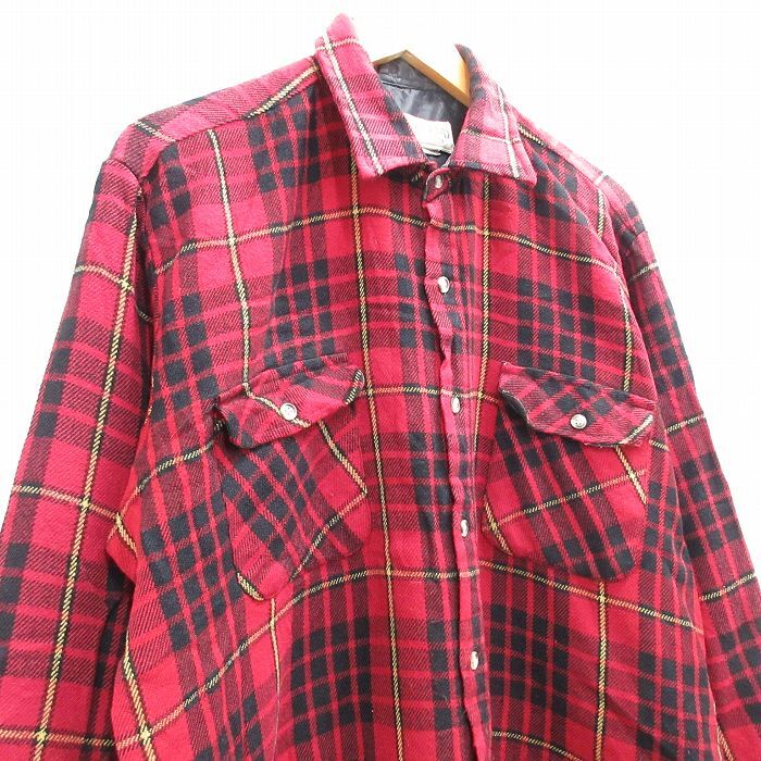 XL/古着 長袖 シャツ メンズ 赤他 レッド チェック 25oct02 中古 トップス_画像2