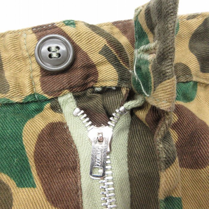 W36/古着 ハンティング ベイカー パンツ メンズ 80s ダックハンターカモ コットン ベージュ他 カーキ 迷彩 spe 25oct01 中古 ボトムス ロン_画像4