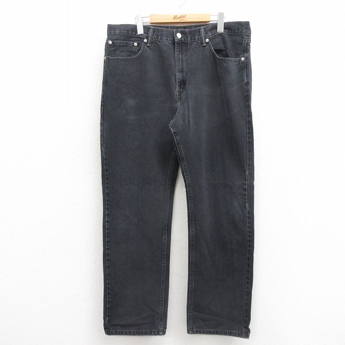 W38/古着 ジーンズ Levis リーバイス 505 メンズ コットン 黒 ブラック デニム 25sep30 中古 ボトムス ジーパン Gパン ロング パンツ_画像1