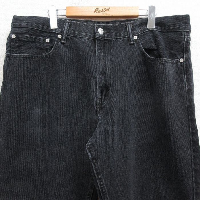 W38/古着 ジーンズ Levis リーバイス 505 メンズ コットン 黒 ブラック デニム 25sep30 中古 ボトムス ジーパン Gパン ロング パンツ_画像2