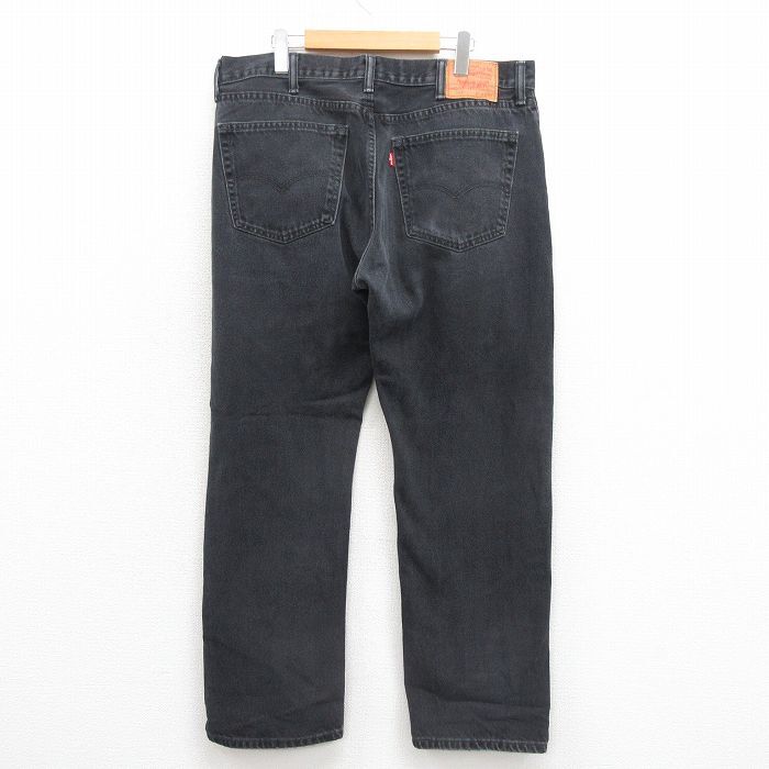 W38/古着 ジーンズ Levis リーバイス 505 メンズ コットン 黒 ブラック デニム 25sep30 中古 ボトムス ジーパン Gパン ロング パンツ_画像3