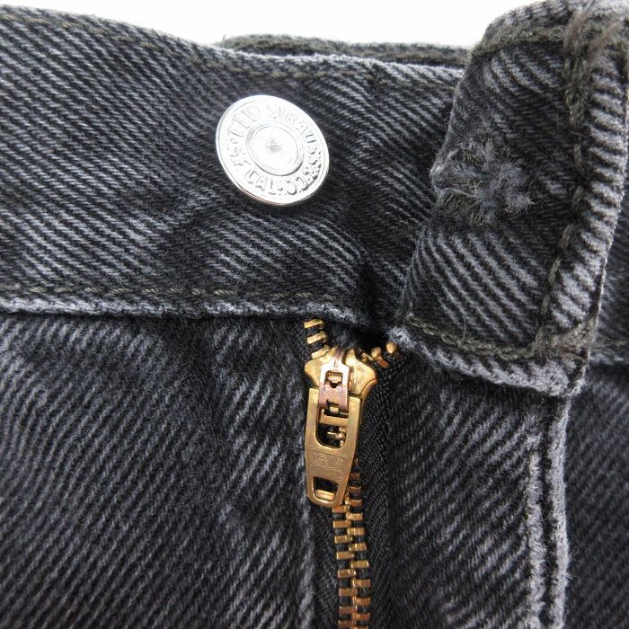 W38/古着 ジーンズ Levis リーバイス 505 メンズ コットン 黒 ブラック デニム 25sep30 中古 ボトムス ジーパン Gパン ロング パンツ_画像5