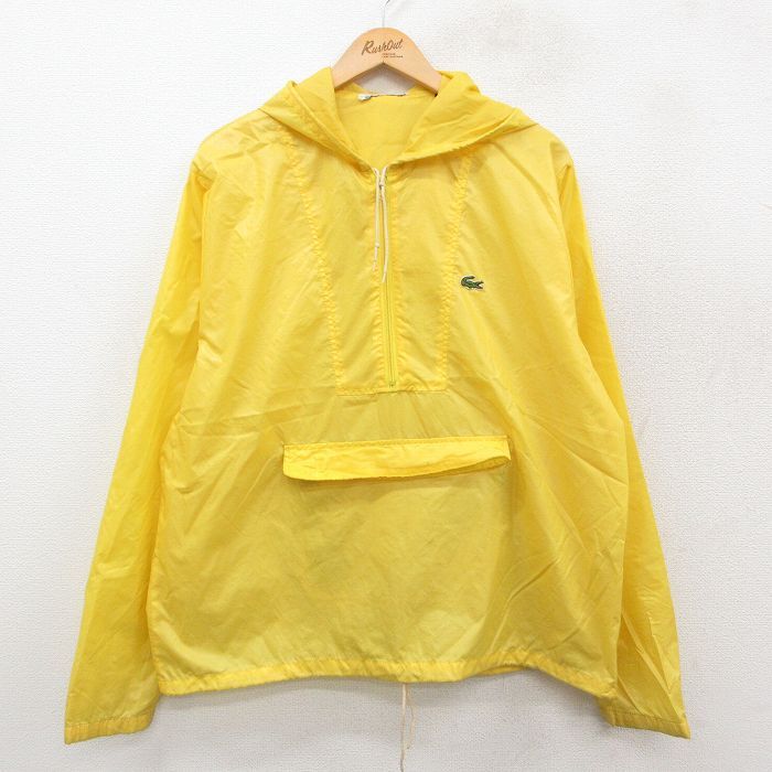L/古着 ラコステ LACOSTE 長袖 ナイロン ジャケット アノラック パーカー メンズ ワンポイントロゴ 黄 イエロー 25sep29 中古 アウター ウ_画像1
