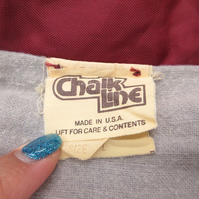 L/古着 チョークライン 長袖 ナイロン ジャケット メンズ 90s CV-67 ラグラン エンジ 25oct07 中古 アウター ウインドブレーカー_画像5