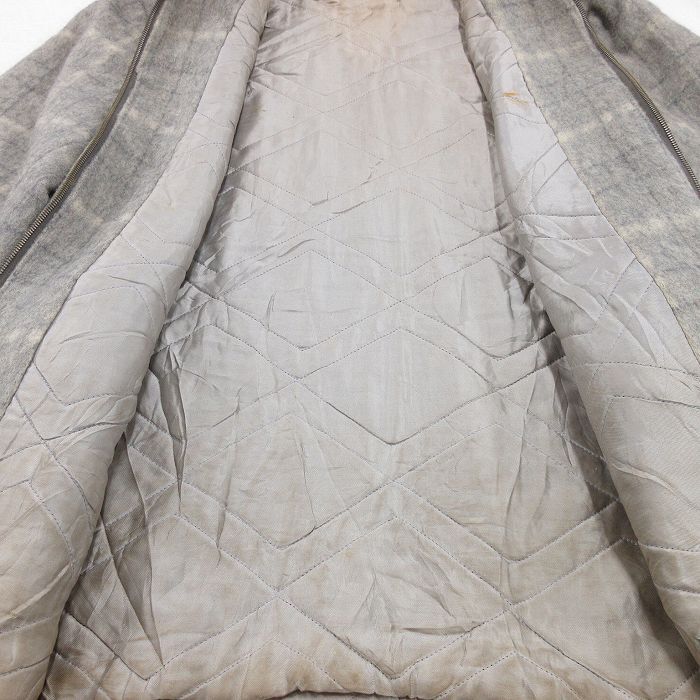 XL/古着 長袖 ビンテージ ウール ジャケット メンズ 50s ロング丈 グレー他 チェック 内側キルティング spe 25oct07 中古 アウター_画像5
