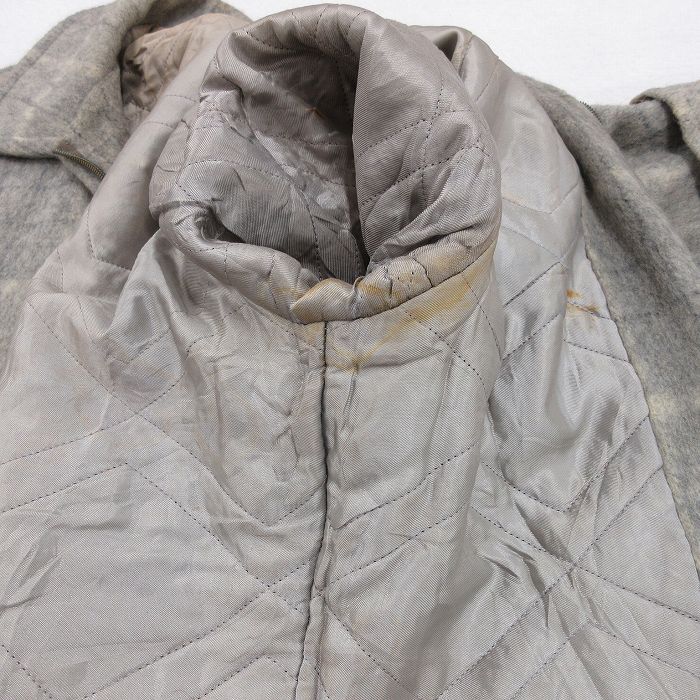 XL/古着 長袖 ビンテージ ウール ジャケット メンズ 50s ロング丈 グレー他 チェック 内側キルティング spe 25oct07 中古 アウター_画像9