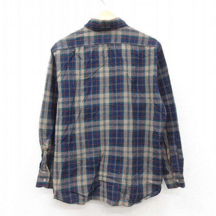 L/古着 ペンドルトン 長袖 ウール シャツ メンズ 80s ボタンダウン ベージュ他 カーキ チェック 25oct03 中古 トップス_画像3
