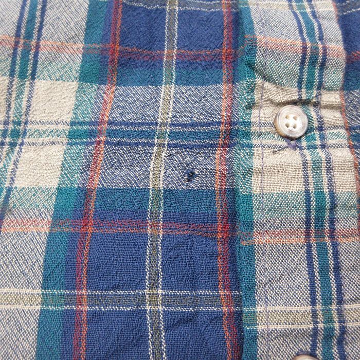 L/古着 ペンドルトン 長袖 ウール シャツ メンズ 80s ボタンダウン ベージュ他 カーキ チェック 25oct03 中古 トップス_画像6