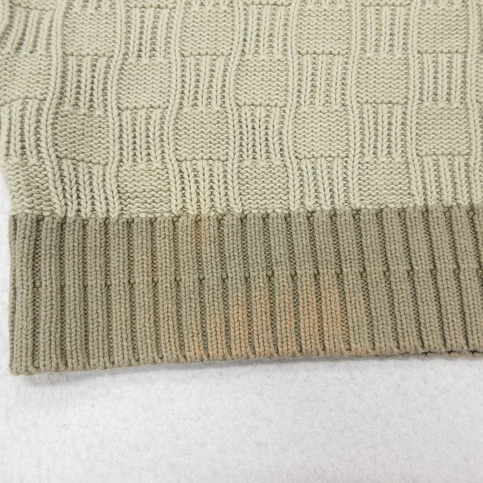 XL/古着 長袖 セーター メンズ 90s マルチカラー 大きいサイズ コットン クルーネック 薄緑他 グリーン 25oct09 中古 ニット トップス_画像5