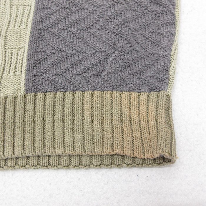 XL/古着 長袖 セーター メンズ 90s マルチカラー 大きいサイズ コットン クルーネック 薄緑他 グリーン 25oct09 中古 ニット トップス_画像6