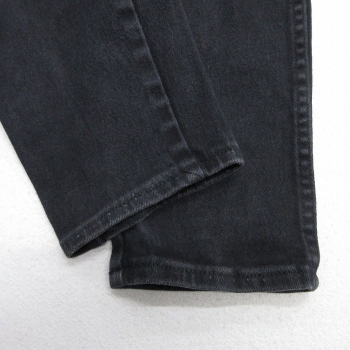古着 ジーンズ レディース テーパード 黒 ブラック デニム 25oct06 中古 ボトムス ジーパン Gパン ロング パンツ_画像7