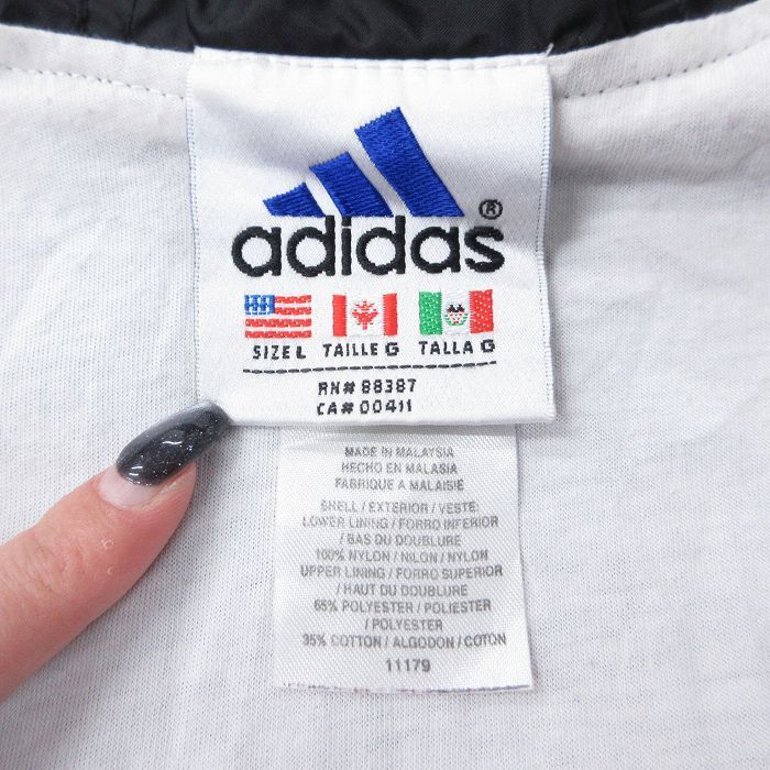 古着 アディダス adidas 長袖 ナイロン ジャケット パーカー レディース 90s ビッグロゴ マルチカラー 黒他 ブラック 25oct04 中古 アウタ_画像6