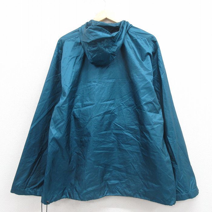 L/古着 エディーバウアー 長袖 ハーフジップ ナイロン ジャケット アノラック パーカー メンズ 90s リップストップ 濃青緑 25oct16 中古 ア_画像2