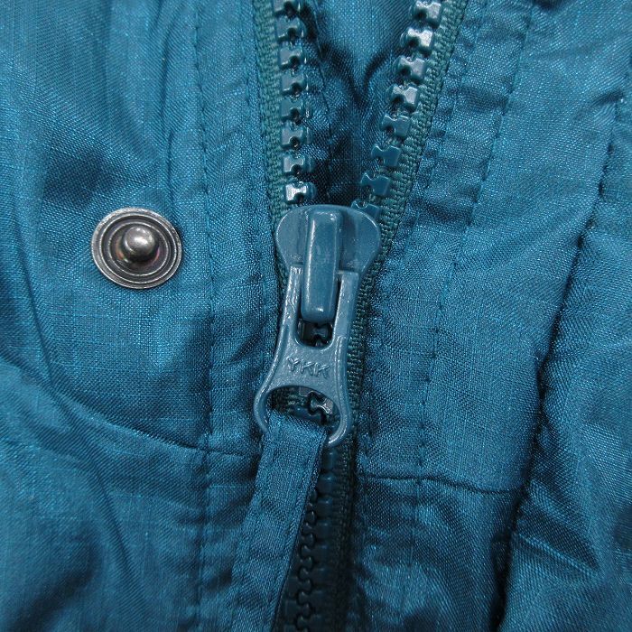 L/古着 エディーバウアー 長袖 ハーフジップ ナイロン ジャケット アノラック パーカー メンズ 90s リップストップ 濃青緑 25oct16 中古 ア_画像3