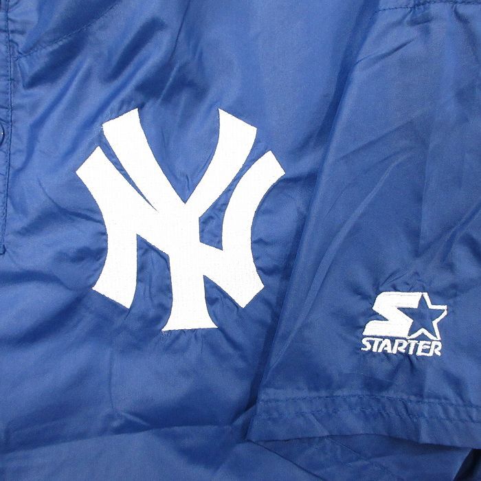 XL/古着 スターター STARTER 半袖 ナイロン ジャケット メンズ MLB ニューヨークヤンキース ヘンリーネック 紺 ネイビー メジャーリーグ ベ_画像3