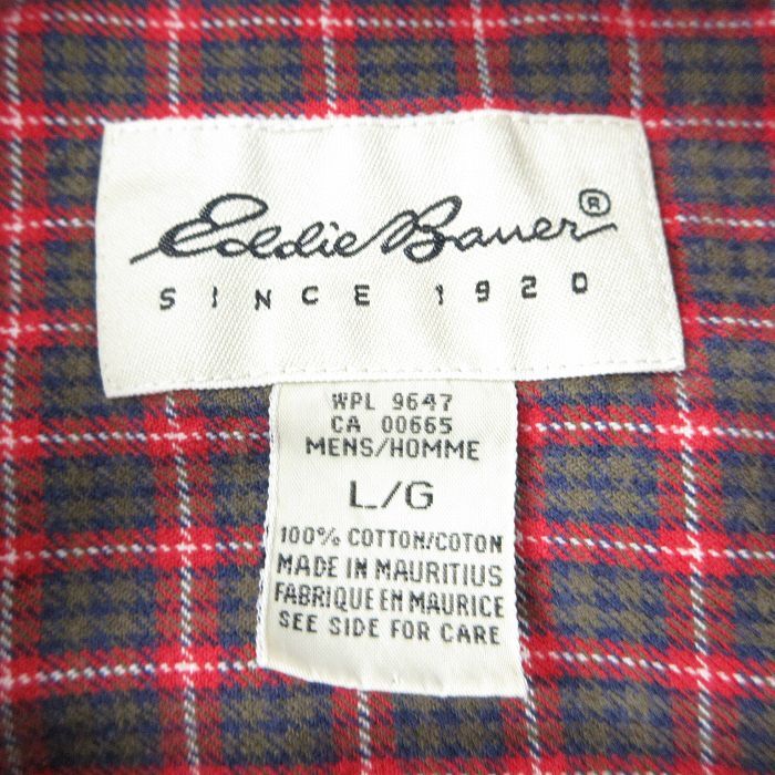 XL/古着 エディーバウアー 長袖 ブランド シャツ メンズ 00s 大きいサイズ コットン ボタンダウン 赤他 レッド チェック spe 25oct14 中古_画像4