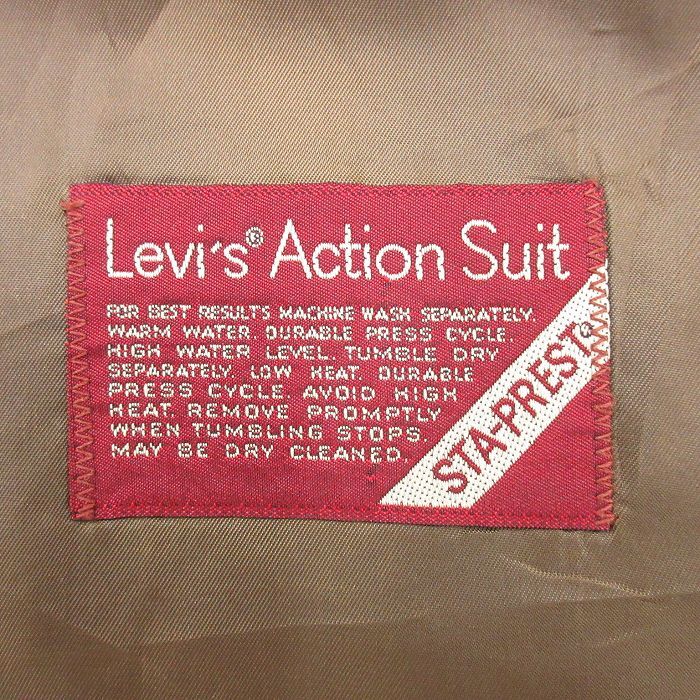 M/古着 リーバイス Levis アクション スーツ ベスト メンズ 80s スタプレ 茶系 ブラウン 25oct10 中古 アウター_画像4