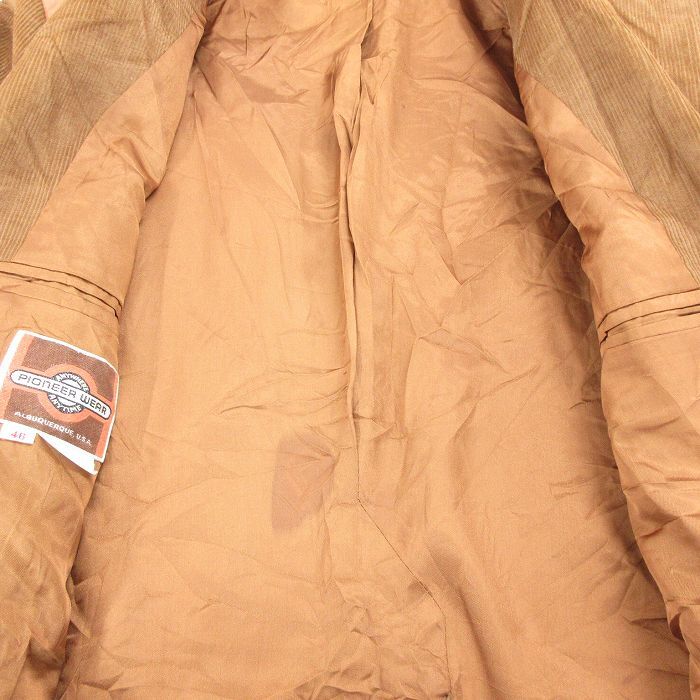 L/古着 パイオニア 長袖 コーデュロイ テーラード ジャケット メンズ 80s レザー使用 茶 ブラウン 25oct16 中古 アウター_画像5