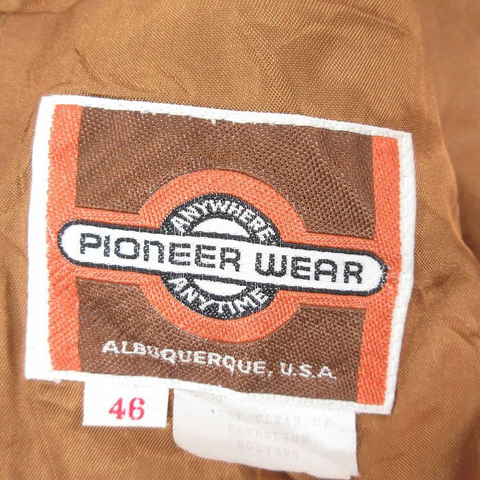 L/古着 パイオニア 長袖 コーデュロイ テーラード ジャケット メンズ 80s レザー使用 茶 ブラウン 25oct16 中古 アウター_画像6