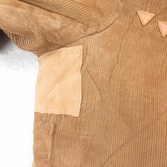 L/古着 パイオニア 長袖 コーデュロイ テーラード ジャケット メンズ 80s レザー使用 茶 ブラウン 25oct16 中古 アウター_画像8