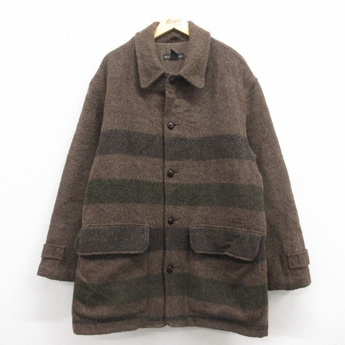 XL/古着 バナナリパブリック 長袖 ブランド ウール コート メンズ 00s モヘア 大きいサイズ ロング丈 こげ茶 ブラウン 内側キルティング sp_画像1