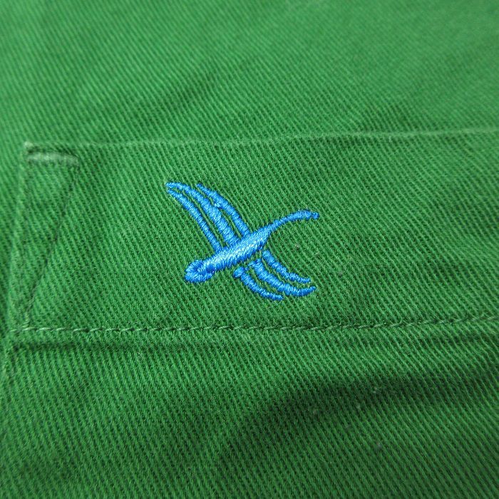 XL/古着 エディーバウアー 長袖 ブランド シャツ メンズ 00s ワンポイントロゴ 大きいサイズ ロング丈 コットン ボタンダウン 緑 グリーン_画像3