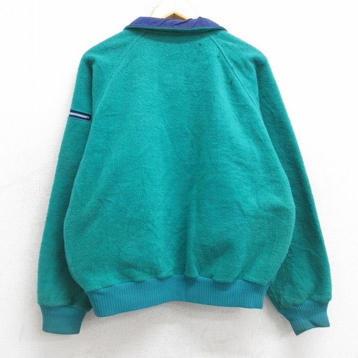 M/古着 エディーバウアー 長袖 フリース ジャケット メンズ 90s ラグラン 青緑 25oct18 中古 アウター_画像3