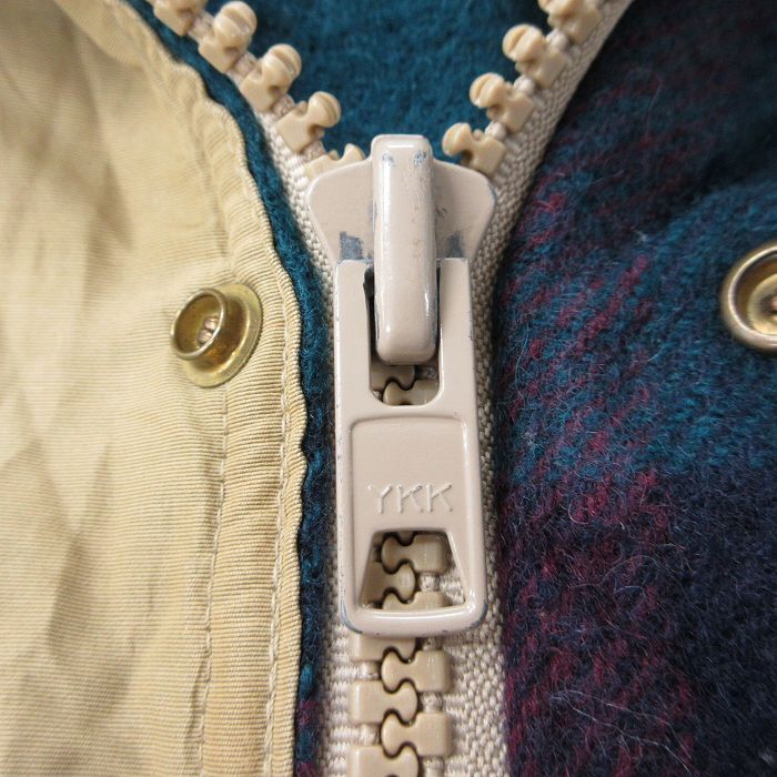 M/古着 ウールリッチ 長袖 マウンテン ジャケット パーカー メンズ 90s ラグラン ロング丈 ロクヨンクロス ベージュ カーキ 内側ウール 25o_画像4