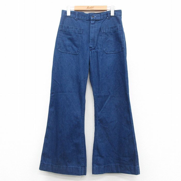 古着 ミリタリー ジーンズ レディース 90s ユーティリティ フレア 紺 ネイビー デニム spe 25oct20 中古 ボトムス ジーパン Gパン ロング_画像1