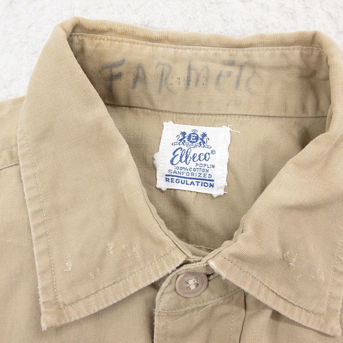 M/古着 長袖 ビンテージ ワーク シャツ メンズ 60s マチ付き ベージュ カーキ 25oct22 中古 トップス_画像7