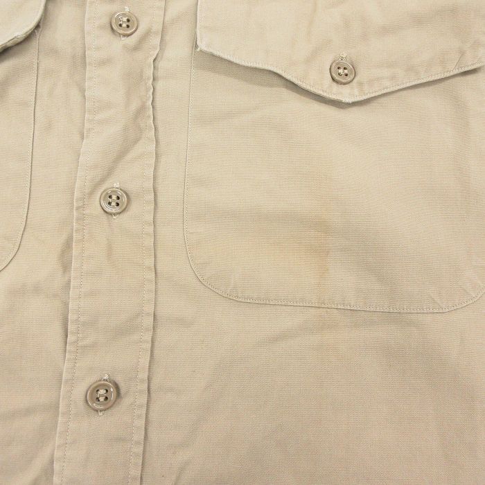 M/古着 長袖 ビンテージ ワーク シャツ メンズ 60s マチ付き ベージュ カーキ 25oct22 中古 トップス_画像8