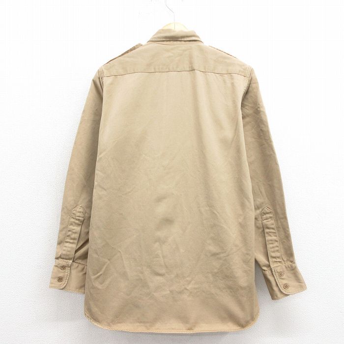 M/古着 長袖 ビンテージ ミリタリー シャツ メンズ 50s マチ付き ベージュ カーキ 25oct22 中古 トップス_画像2