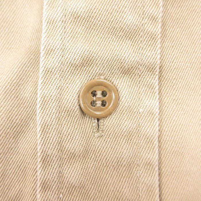 M/古着 長袖 ビンテージ ミリタリー シャツ メンズ 50s マチ付き ベージュ カーキ 25oct22 中古 トップス_画像3