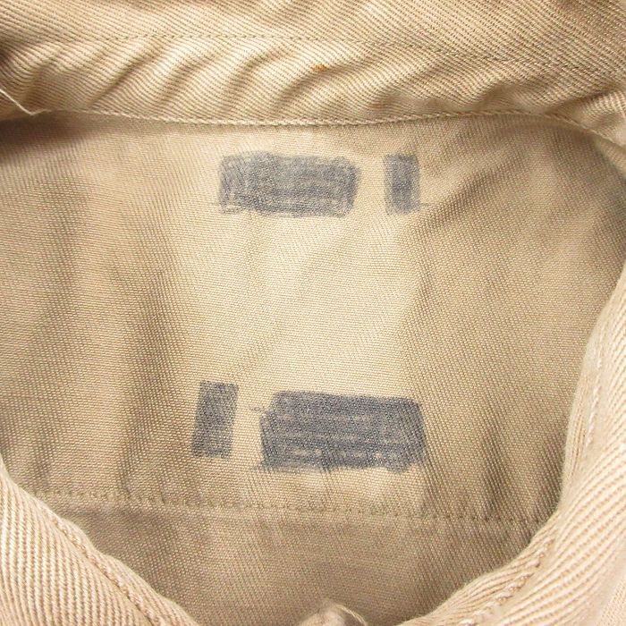 M/古着 長袖 ビンテージ ミリタリー シャツ メンズ 50s マチ付き ベージュ カーキ 25oct22 中古 トップス_画像5